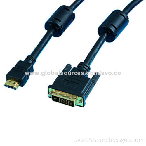 HDMI Male to DVI 24 + 1 Male Cables with Ferrite Core, Double ShieldedNew